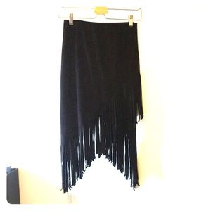 Fringed black skirt